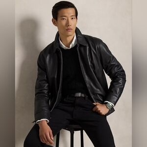 Polo by Ralph Lauren Black 100% Leather Jacket Size XL